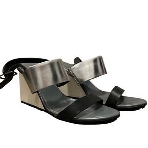 NEW United Nude Angular Wedge Sandals Black Silver White Leather Sculptural 40 9